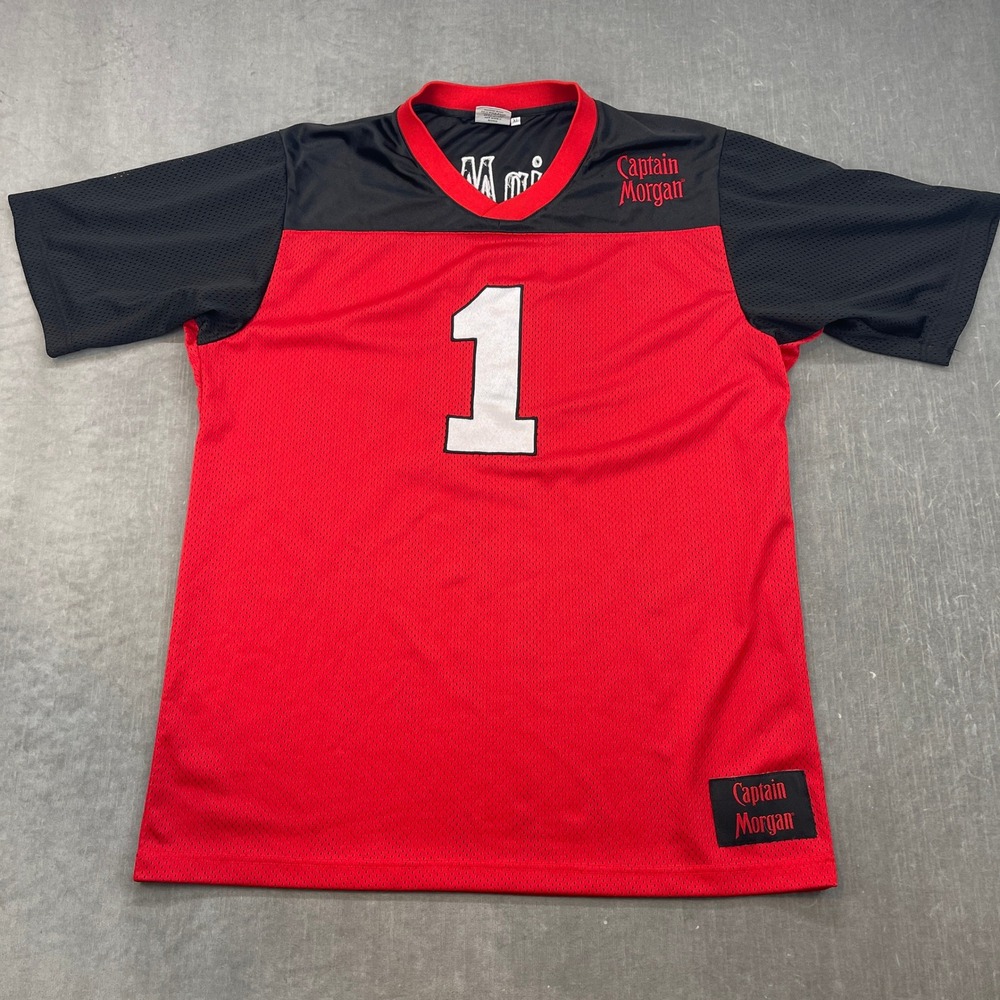 Captain Morgan Mens X-Large Red Black Jersey Mesh Promo